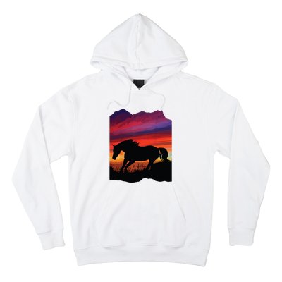 Beautiful Arabian Horse Sunset Silhouette Orange Purple Blue Hoodie