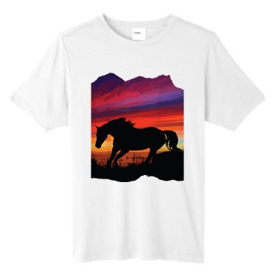 Beautiful Arabian Horse Sunset Silhouette Orange Purple Blue Tall Fusion ChromaSoft Performance T-Shirt