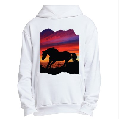 Beautiful Arabian Horse Sunset Silhouette Orange Purple Blue Urban Pullover Hoodie