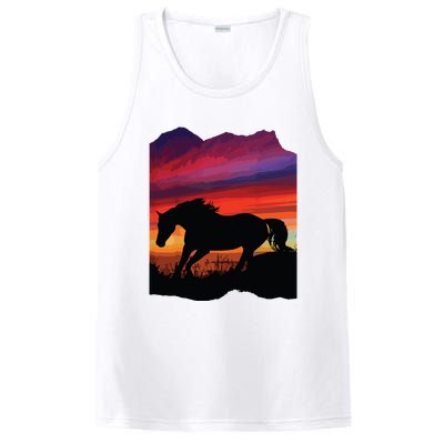 Beautiful Arabian Horse Sunset Silhouette Orange Purple Blue PosiCharge Competitor Tank