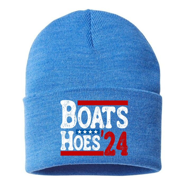 Boats And Hoes 2024 Gift Election Funny 2024 Election Humor Gift Sustainable Knit Beanie