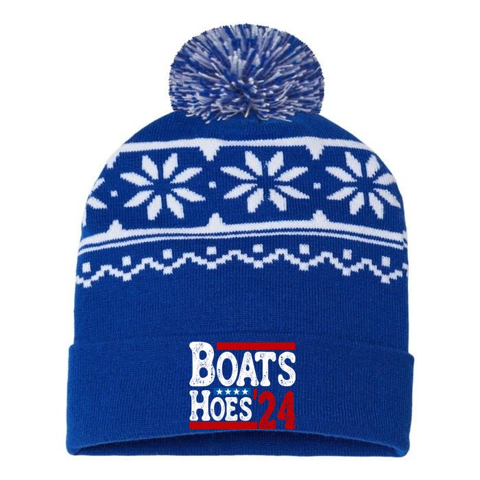 Boats And Hoes 2024 Gift Election Funny 2024 Election Humor Gift USA-Made Snowflake Beanie