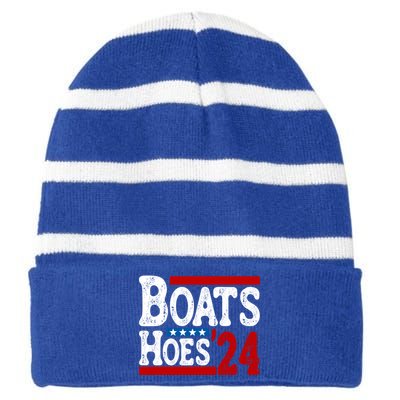 Boats And Hoes 2024 Gift Election Funny 2024 Election Humor Gift Striped Beanie with Solid Band