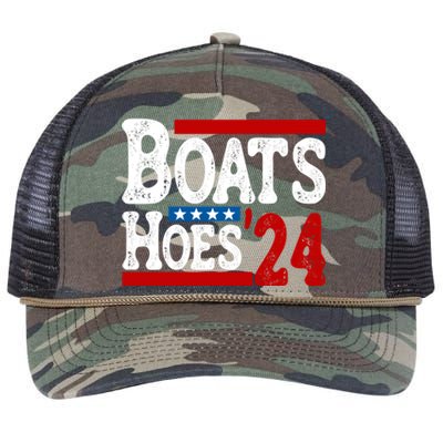 Boats And Hoes 2024 Gift Election Funny 2024 Election Humor Gift Retro Rope Trucker Hat Cap