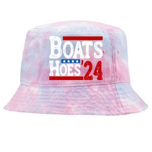 Boats And Hoes 2024 Gift Election Funny 2024 Election Humor Gift Tie-Dyed Bucket Hat