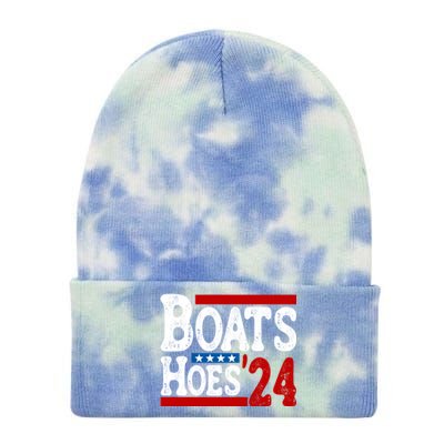 Boats And Hoes 2024 Gift Election Funny 2024 Election Humor Gift Tie Dye 12in Knit Beanie