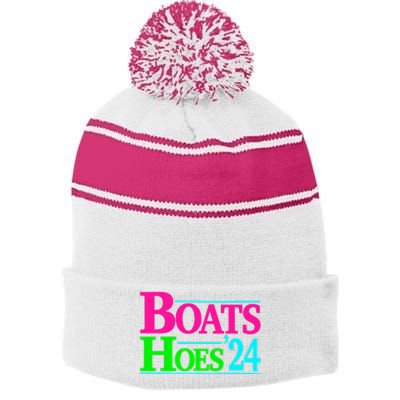 Boats And Hoes 2024 Stripe Pom Pom Beanie