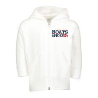 Boats And Hoes 2024 Election Funny Toddler Zip Fleece Hoodie