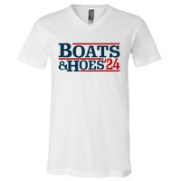 Boats And Hoes 2024 Election Funny V-Neck T-Shirt