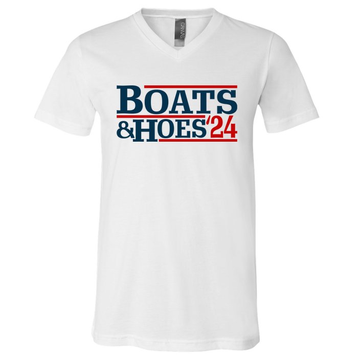 Boats And Hoes 2024 Election Funny V-Neck T-Shirt