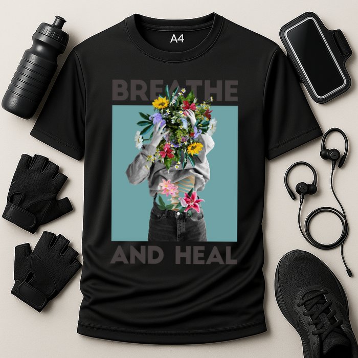 Breathe And Heal Floral Cooling Performance Crew T-Shirt