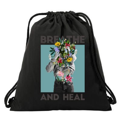 Breathe And Heal Floral Drawstring Bag