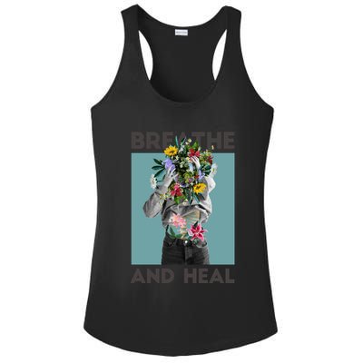 Breathe And Heal Floral Ladies PosiCharge Competitor Racerback Tank