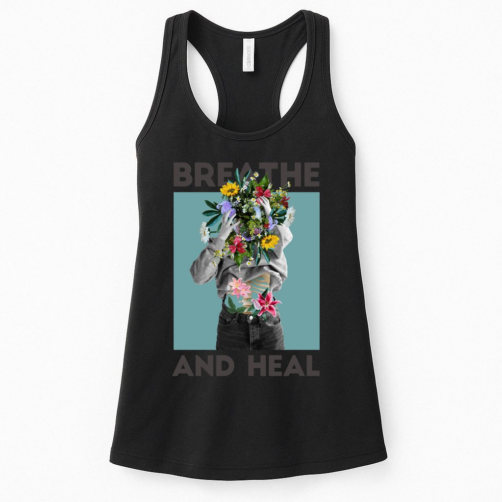 Breathe And Heal Floral Womens Tank Top