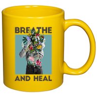 Breathe And Heal Floral 11oz C Handle Ceramic Mug