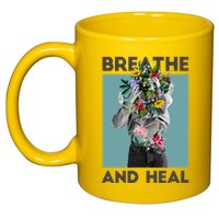 Breathe And Heal Floral 11oz C Handle Ceramic Mug