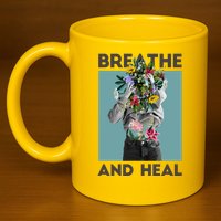 Breathe And Heal Floral 11oz C Handle Ceramic Mug