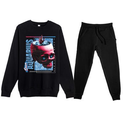 Born Aquarius Horoscope Premium Crewneck Sweatsuit Set