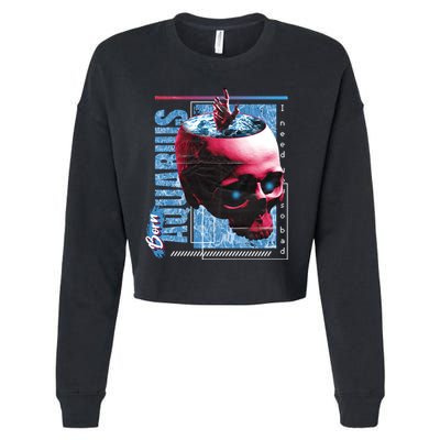 Born Aquarius Horoscope Cropped Pullover Crew