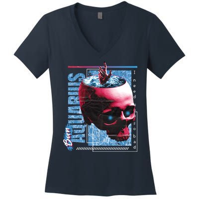 Born Aquarius Horoscope Women's V-Neck T-Shirt