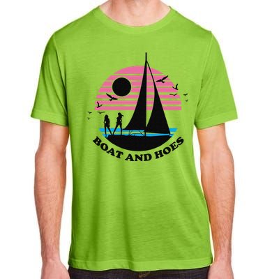 Boats And Hoes Retro Sunset Funny Adult ChromaSoft Performance T-Shirt