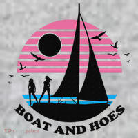 Boats And Hoes Retro Sunset Funny T-Shirt