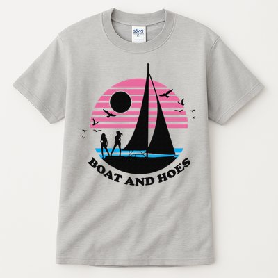 Boats And Hoes Retro Sunset Funny Tall T-Shirt