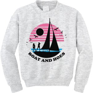 Boats And Hoes Retro Sunset Funny Kids Sweatshirt