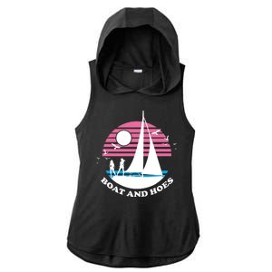 Boats And Hoes Retro Sunset Funny Ladies PosiCharge Tri-Blend Wicking Draft Hoodie Tank