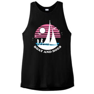 Boats And Hoes Retro Sunset Funny Ladies PosiCharge Tri-Blend Wicking Tank