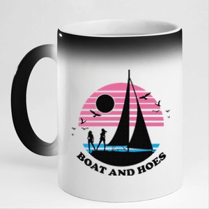 Boats And Hoes Retro Sunset Funny 11oz Black Color Changing Mug