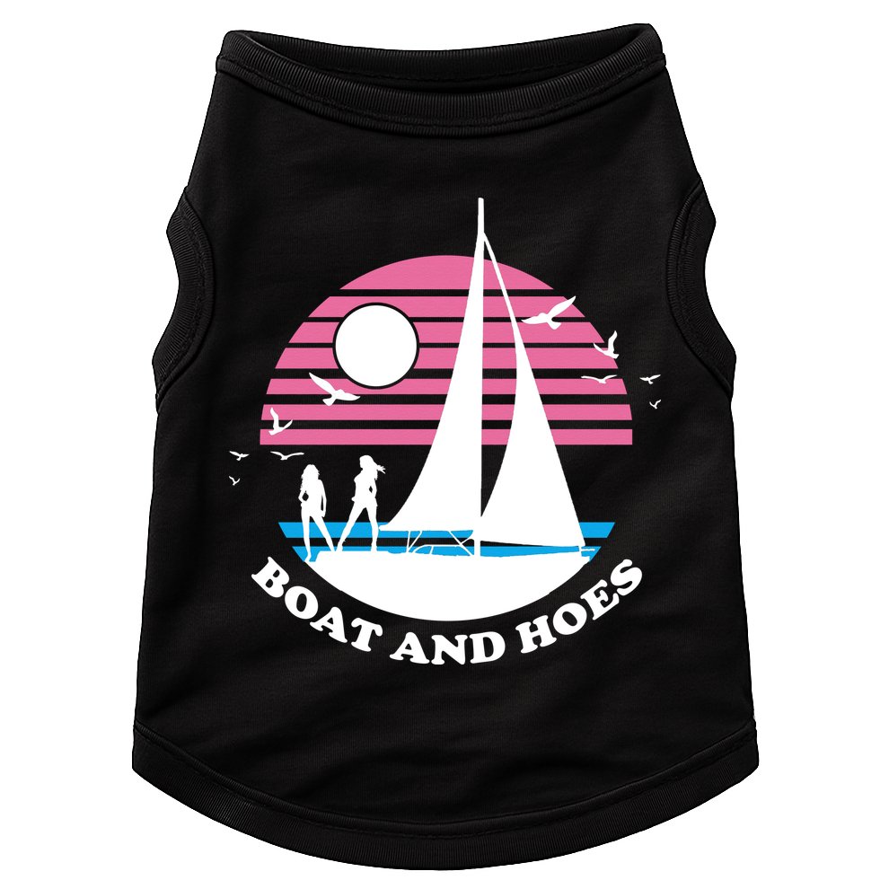 Boats And Hoes Retro Sunset Funny Doggie Tank