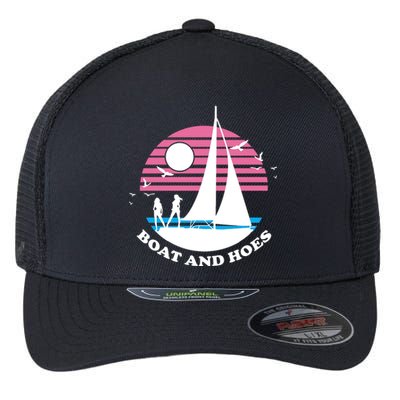 Boats And Hoes Retro Sunset Funny Flexfit Unipanel Trucker Cap