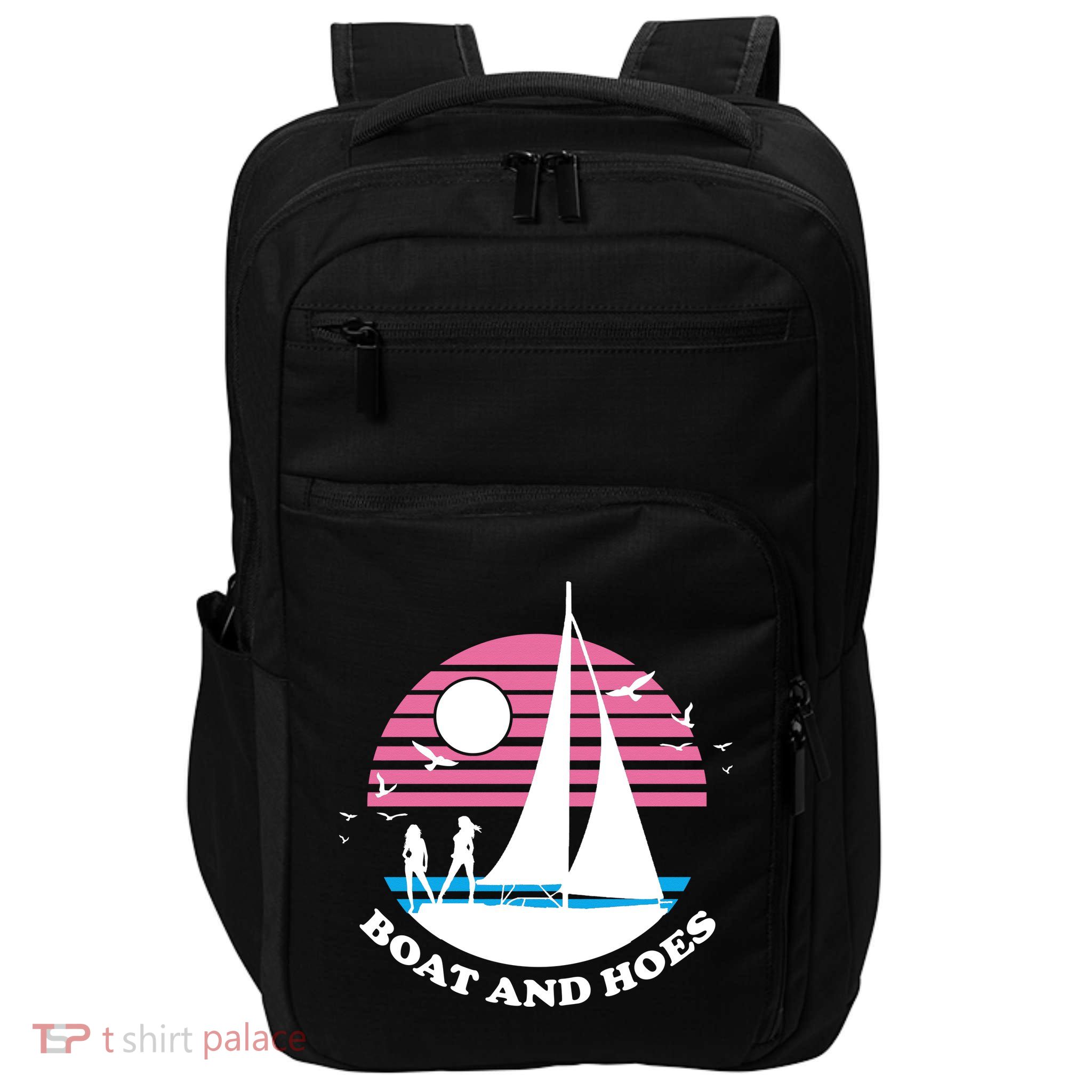 Boats And Hoes Retro Sunset Funny Impact Tech Backpack