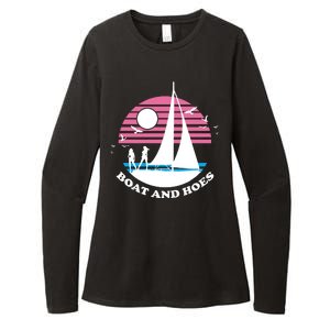 Boats And Hoes Retro Sunset Funny Womens CVC Long Sleeve Shirt