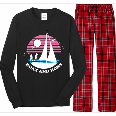 Boats And Hoes Retro Sunset Funny Long Sleeve Pajama Set