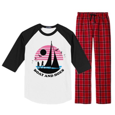 Boats And Hoes Retro Sunset Funny Raglan Sleeve Pajama Set