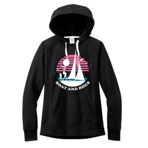 Boats And Hoes Retro Sunset Funny Women's Fleece Hoodie