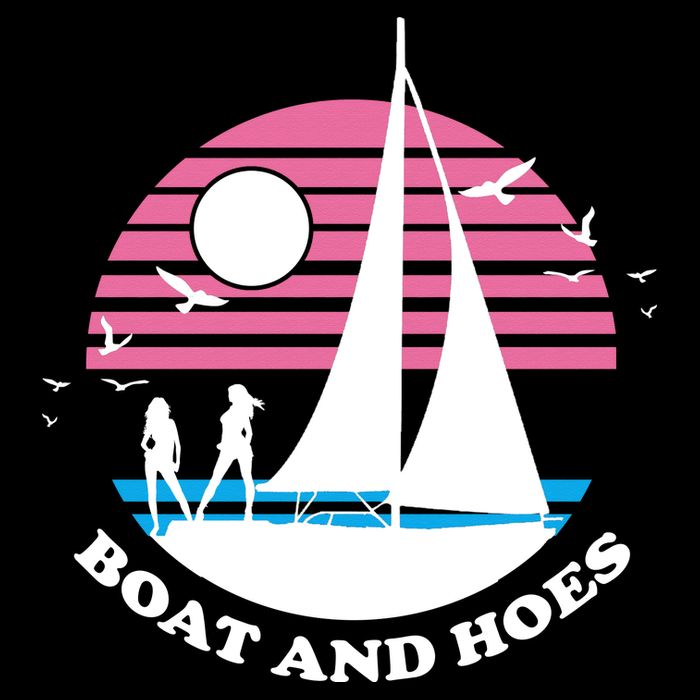 Boats And Hoes Retro Sunset Funny Flatbill Hat