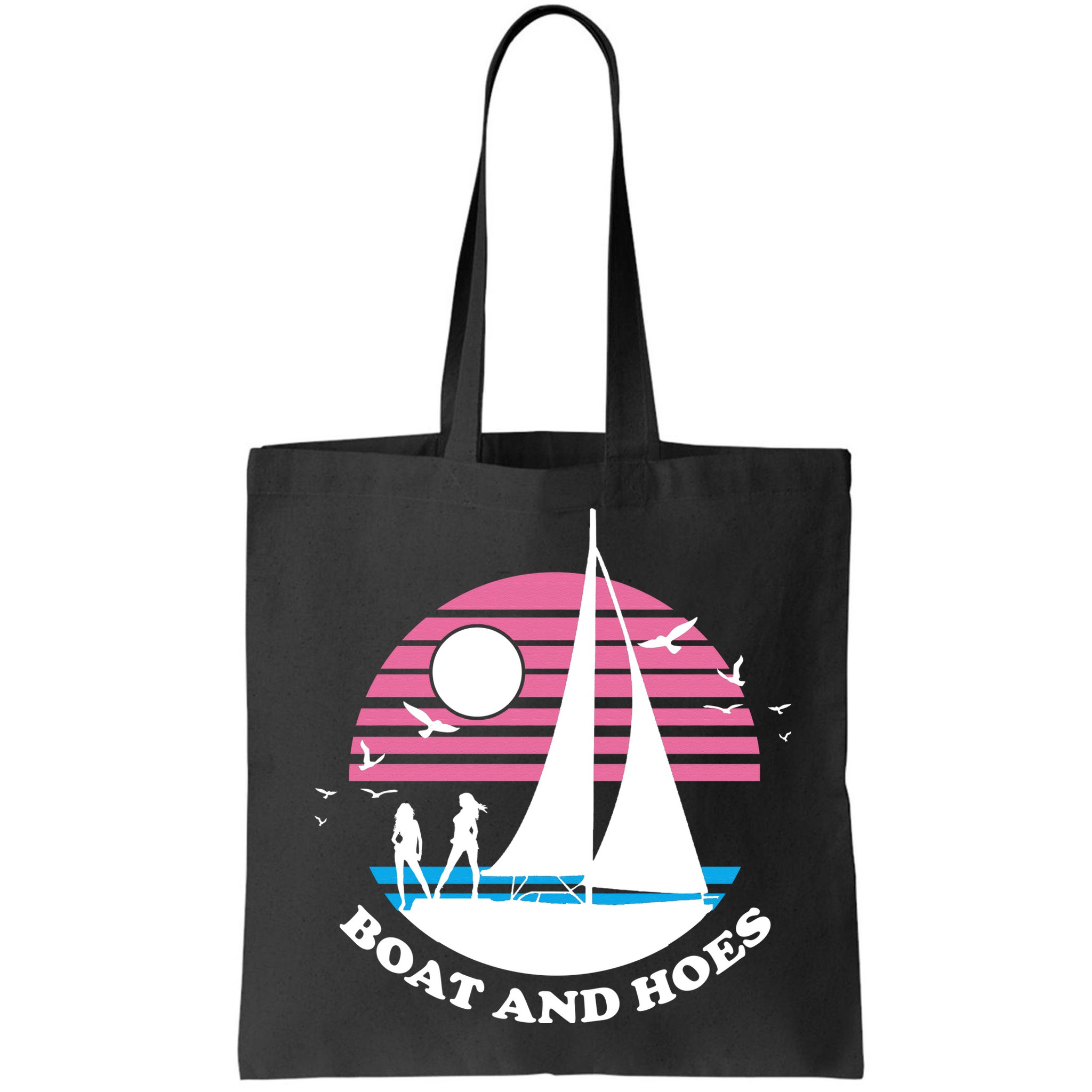 Boats And Hoes Retro Sunset Funny Bag