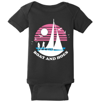 Boats And Hoes Retro Sunset Funny Baby Bodysuit