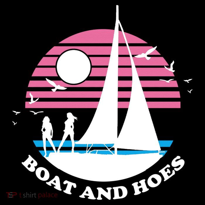 Boats And Hoes Retro Sunset Funny Kids T-Shirt