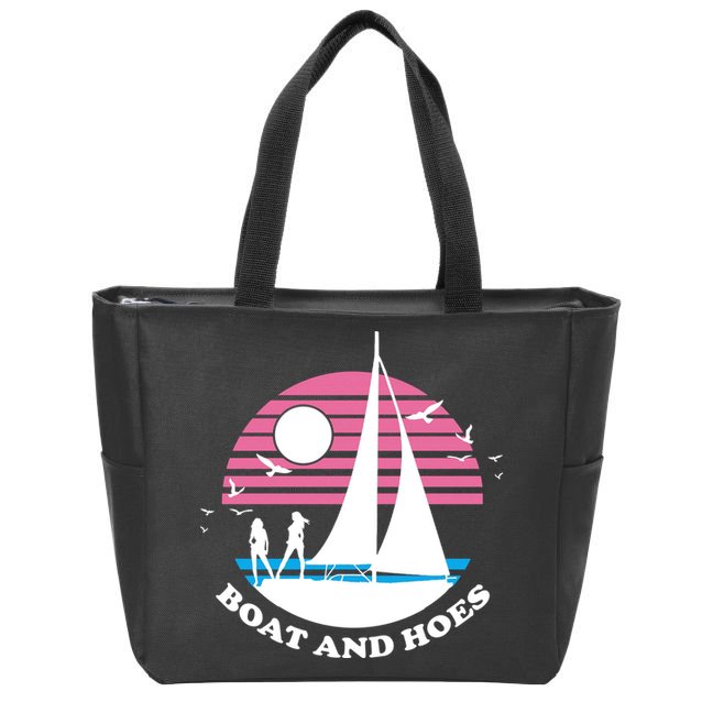 Boats And Hoes Retro Sunset Funny Zip Tote Bag