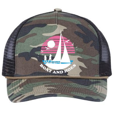 Boats And Hoes Retro Sunset Funny Retro Rope Trucker Hat Cap