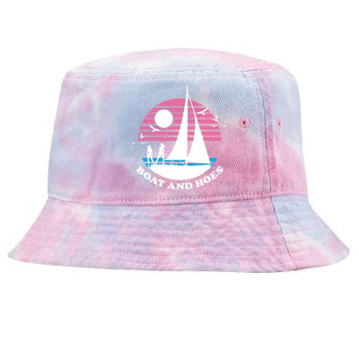 Boats And Hoes Retro Sunset Funny Tie-Dyed Bucket Hat