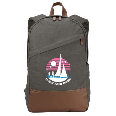 Boats And Hoes Retro Sunset Funny Cotton Canvas Backpack