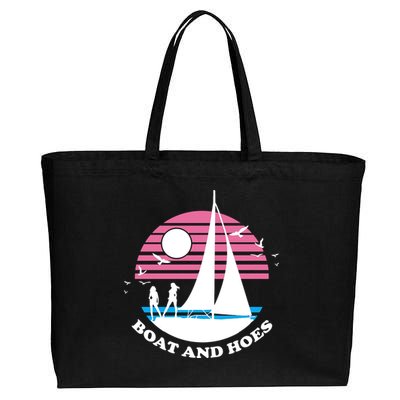 Boats And Hoes Retro Sunset Funny Cotton Canvas Jumbo Tote