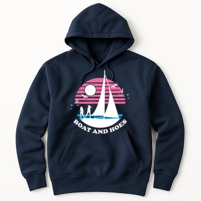 Boats And Hoes Retro Sunset Funny Hoodie