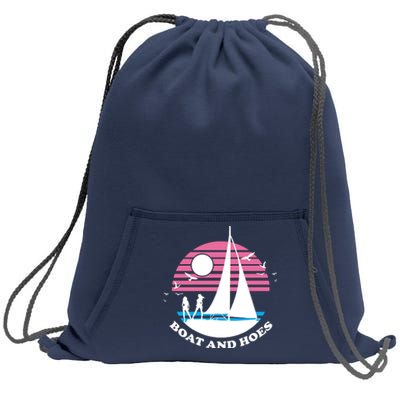 Boats And Hoes Retro Sunset Funny Sweatshirt Cinch Pack Bag