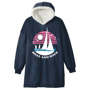 Boats And Hoes Retro Sunset Funny Hooded Wearable Blanket